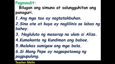 mga halimbawa ng simuno|Simuno at Panaguri (Bahagi ng Pangungusap) at Ayos ng .